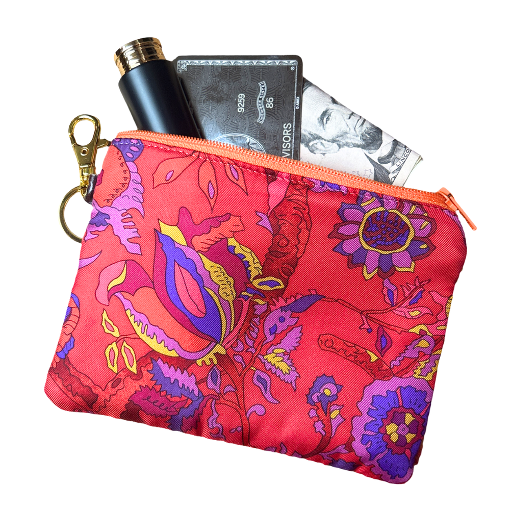 Fantaisies Indiennes Vintage Silk Scarf Coffee Run Keychain Bag