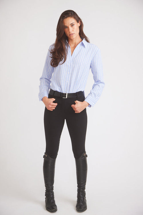 Kaley | Seersucker Plaid Button Down | Cornflower Blue