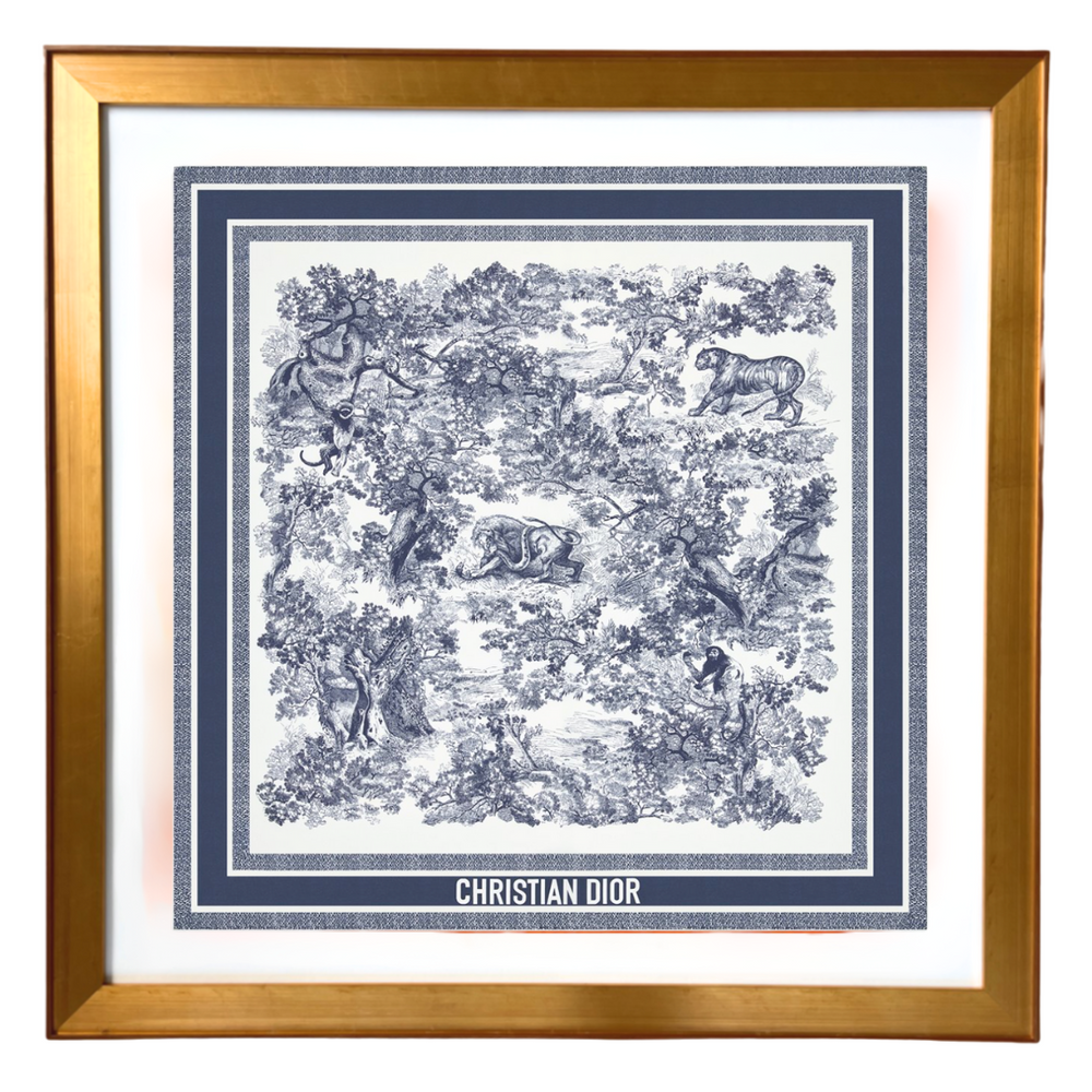 Toile de Jouy Sauvage Vintage Framed Silk Scarf 42"
