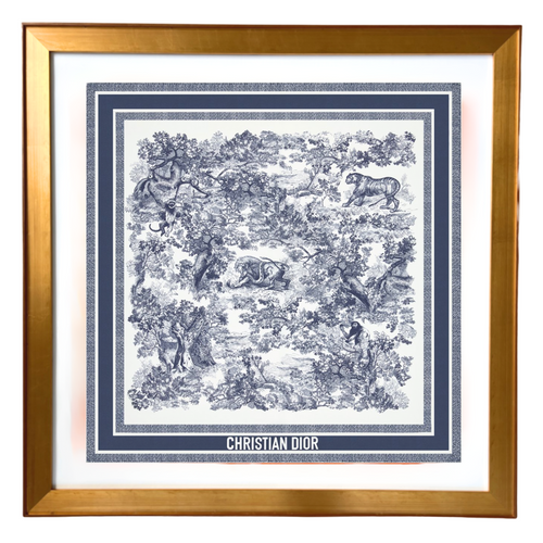 Toile de Jouy Sauvage Vintage Framed Silk Scarf 42"