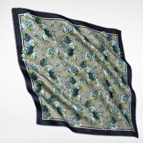 GG Logo Blooms Blue Vintage Scarf Crossbody Bag