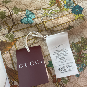 GG Floral Lattice Vintage Silk Scarf Coffee Run Keychain Bag