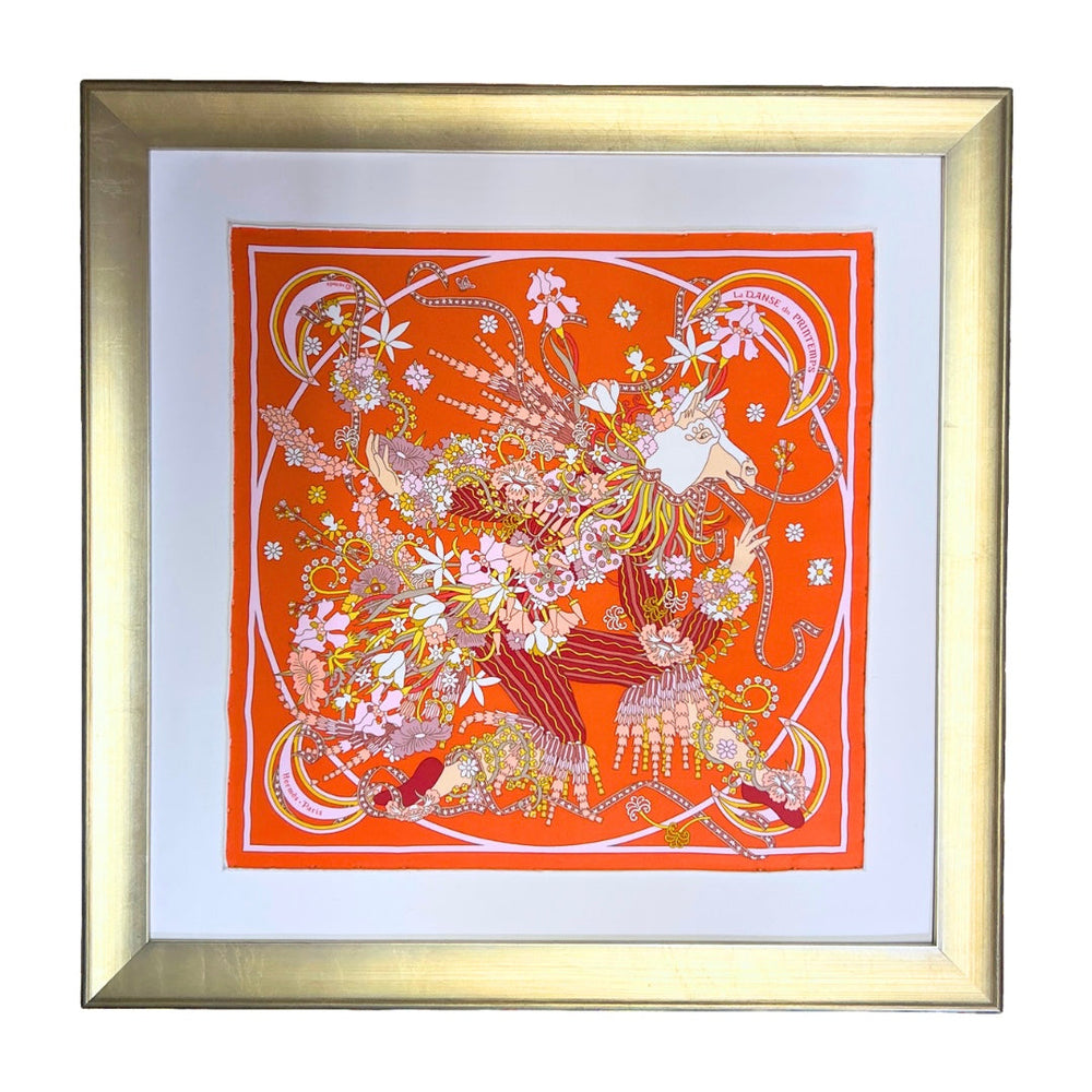 Danse du Printemps Framed Vintage Silk Scarf 24"