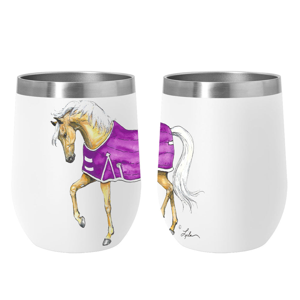 AWST Int'l 12 oz Stainless Steel Wine Tumbler-Lila Palomino Horse
