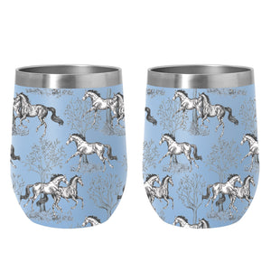AWST Int'l 12 oz Stainless Steel Wine Tumbler-Lila Toile