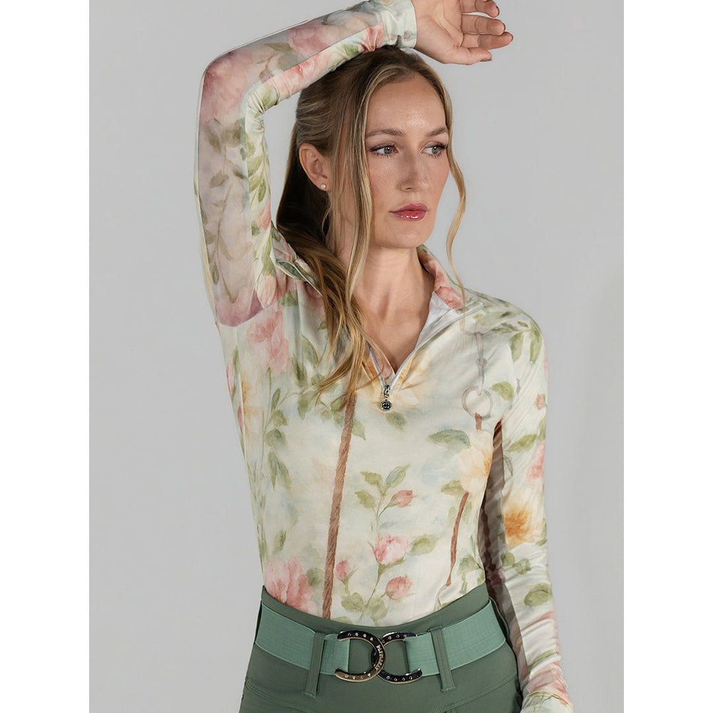 Dapplebay Vintage Floral 1/4 Zip LS Riding Top