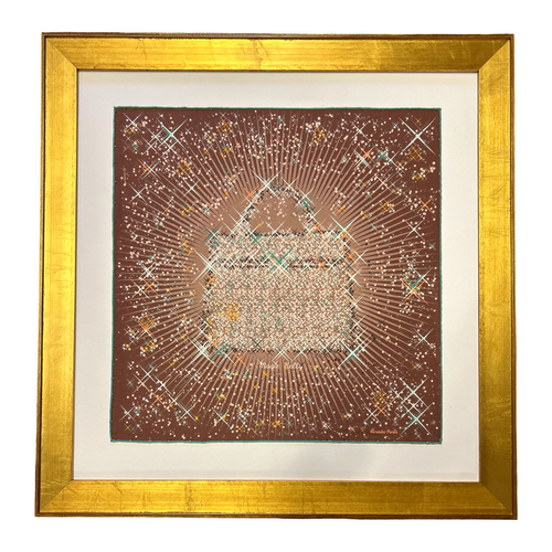 Magic Kelly Brown Framed Vintage Silk Scarf 24"