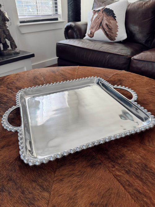 The Square Beaded Handle Tray