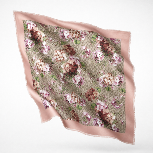 GG Blooms Pink Vintage Scarf Drawstring Crossbody Bag