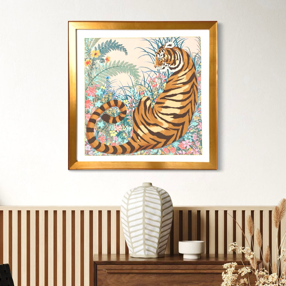 Tyger Tyger Framed Vintage Silk Scarf 32"