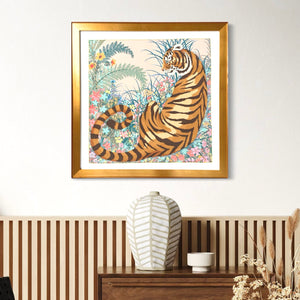 Tyger Tyger Framed Vintage Silk Scarf 32"