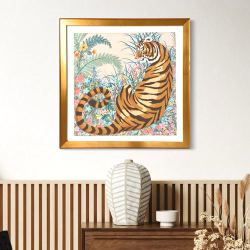 Tyger Tyger Framed Vintage Silk Scarf 32"