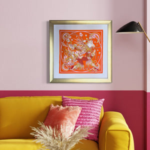 Danse du Printemps Framed Vintage Silk Scarf 24"