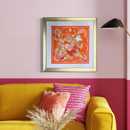 Danse du Printemps Framed Vintage Silk Scarf 24"