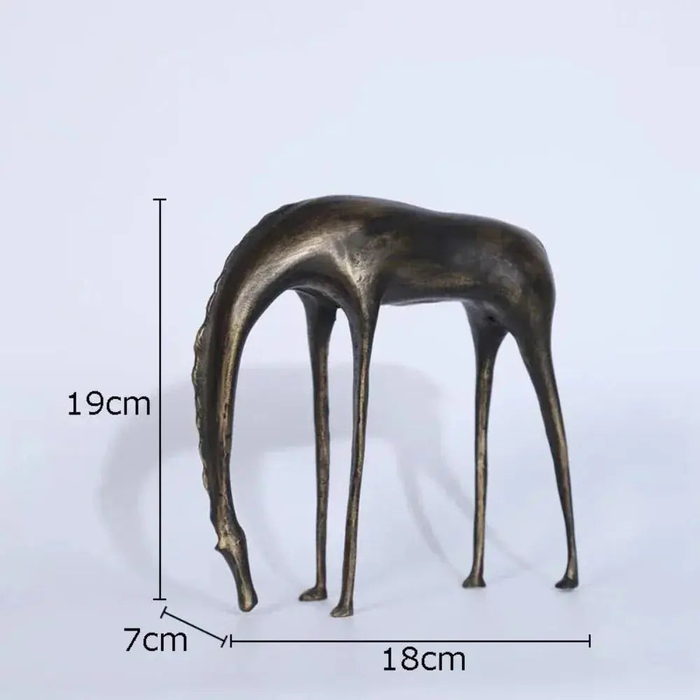 Abstract Grazing Horse Sculpture, Cast Iron