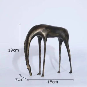 Abstract Grazing Horse Sculpture, Cast Iron