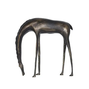 Abstract Grazing Horse Sculpture, Cast Iron