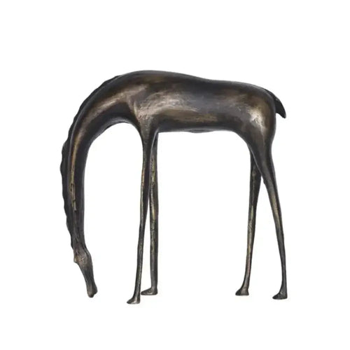 Abstract Grazing Horse Sculpture, Cast Iron