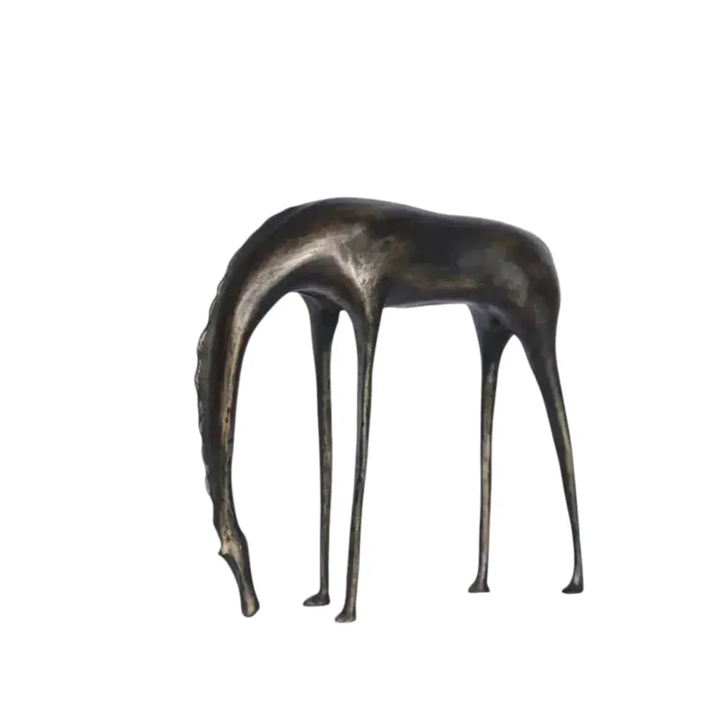 Abstract Grazing Horse Sculpture, Cast Iron