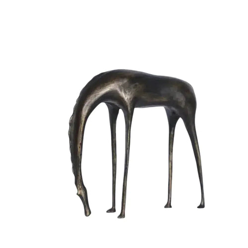 Abstract Grazing Horse Sculpture, Cast Iron