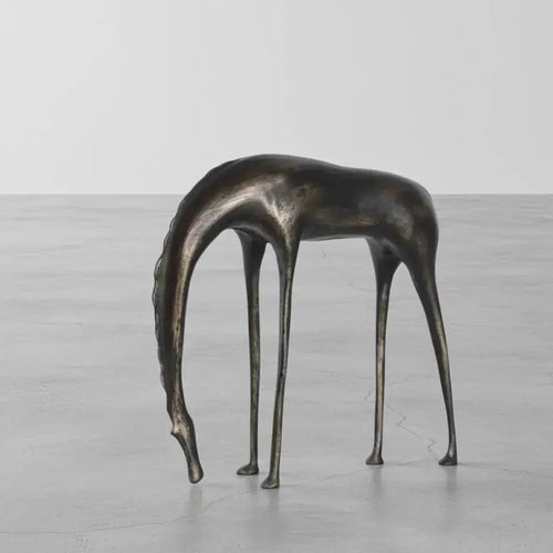 Abstract Grazing Horse Sculpture, Cast Iron