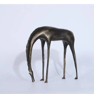 Abstract Grazing Horse Sculpture, Cast Iron