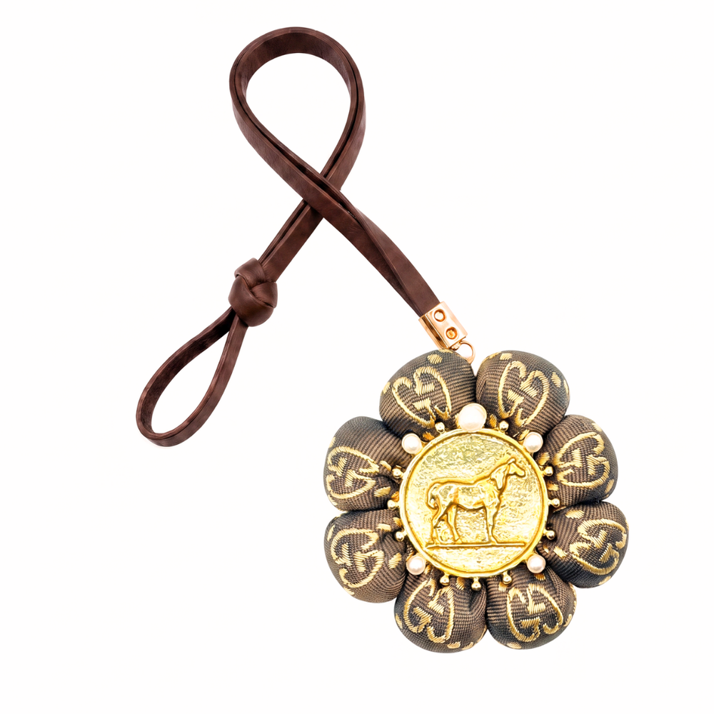 GG Horse Coin Vintage Silk Necktie Bag Charm