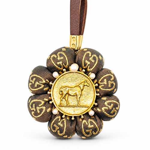 GG Horse Coin Vintage Silk Necktie Bag Charm