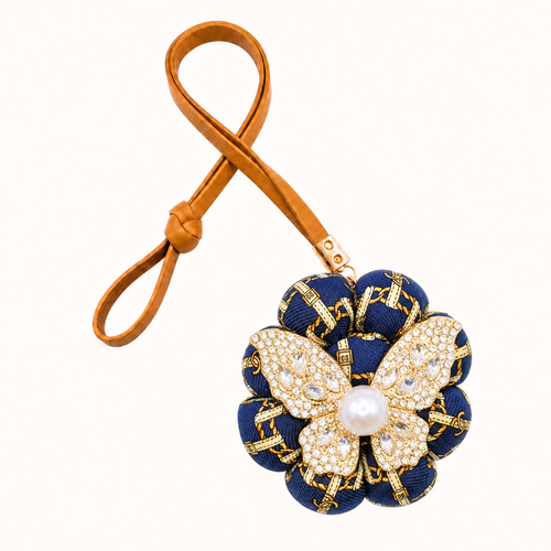 CC Belt & Chain Butterfly Vintage Silk Necktie Bag Charm
