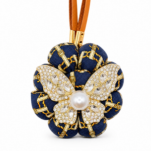 CC Belt & Chain Butterfly Vintage Silk Necktie Bag Charm