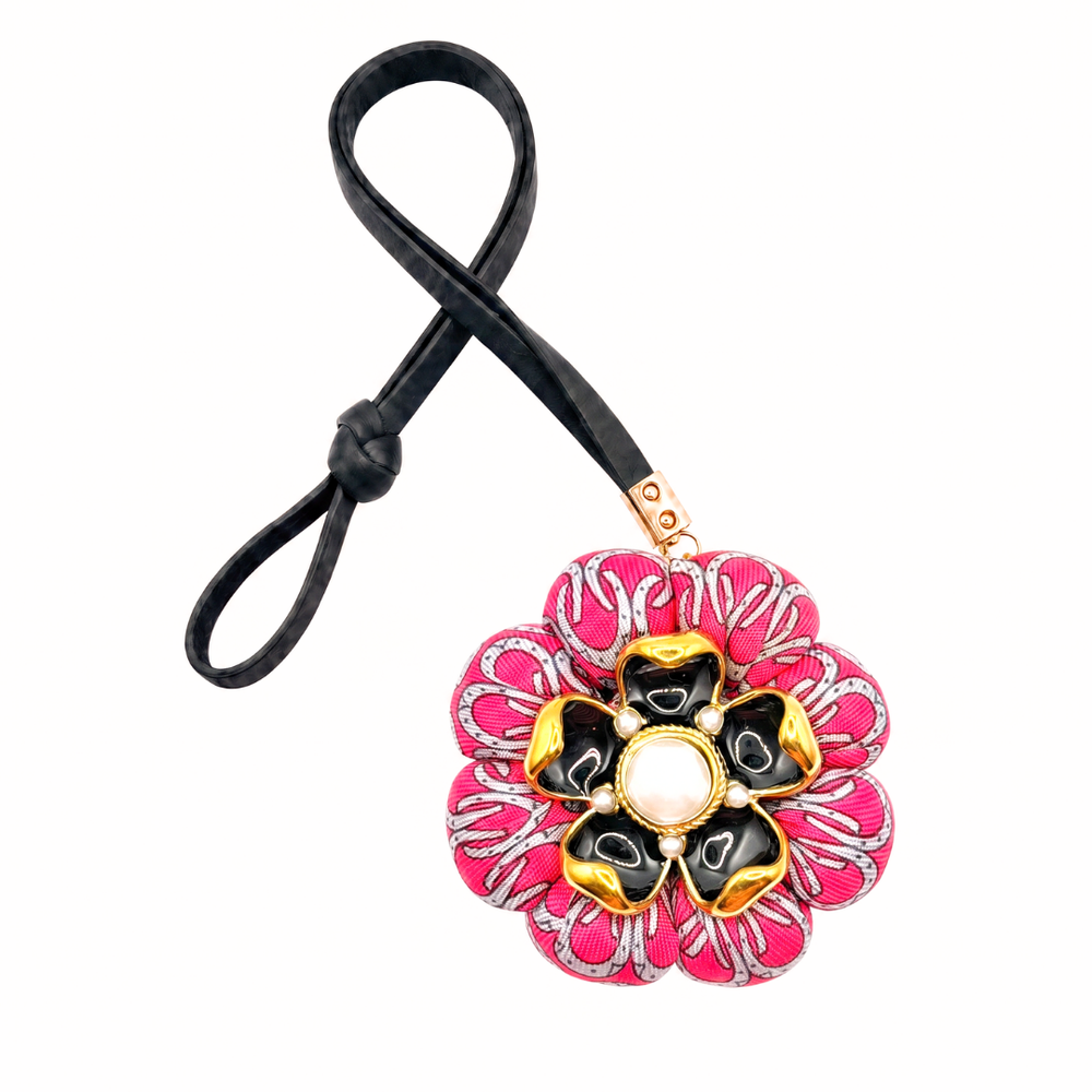 Horseshoe Print Vintage Silk Necktie Bag Charm