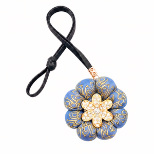 Stirrup Print Vintage Silk Necktie Bag Charm