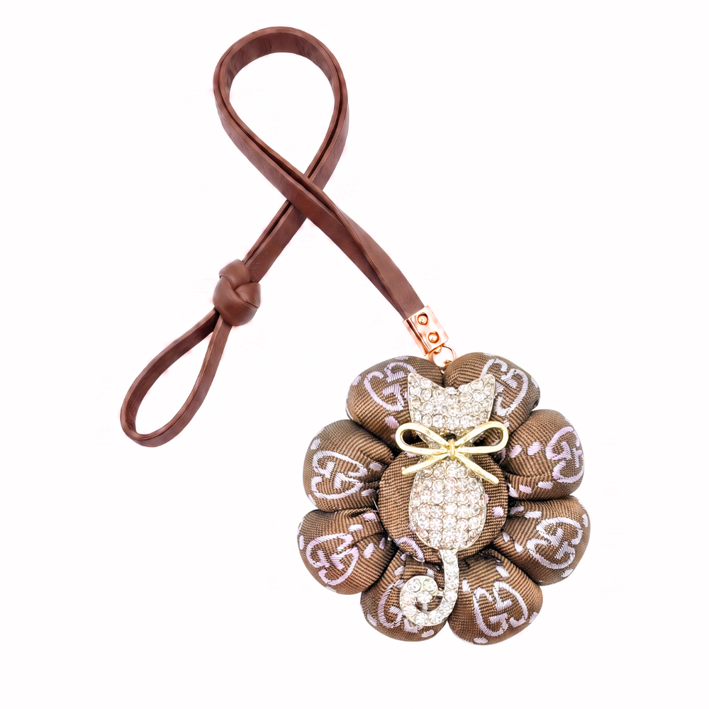 GG Lavender Kitten Vintage Silk Necktie Bag Charm