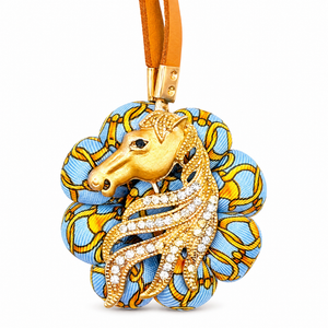 Horsebit Stallion Vintage Silk Necktie Bag Charm