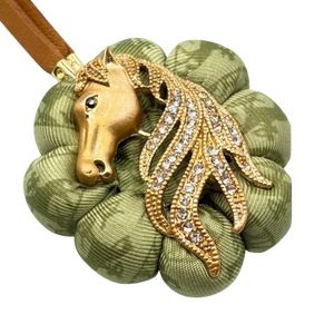 Stallion Head Vintage Silk Necktie Bag Charm