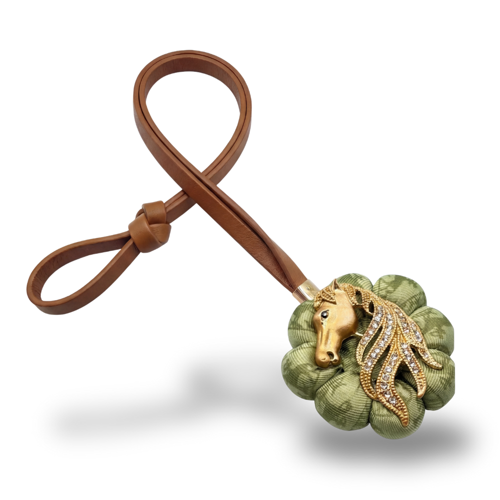 Stallion Head Vintage Silk Necktie Bag Charm