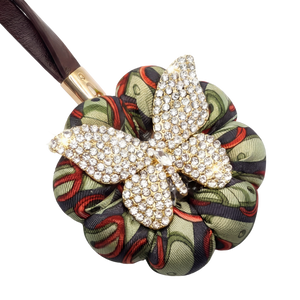 Butterfly Belt Print Vintage Silk Necktie Bag Charm