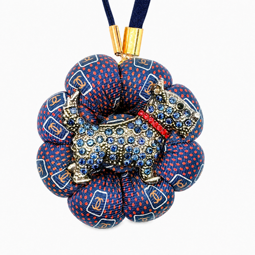 CC Dot Scottie Vintage Silk Necktie Bag Charm