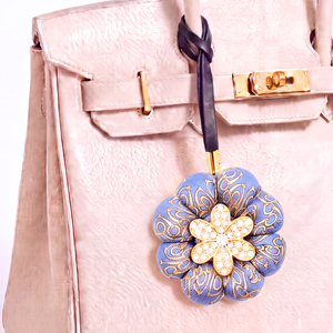 Stirrup Print Vintage Silk Necktie Bag Charm