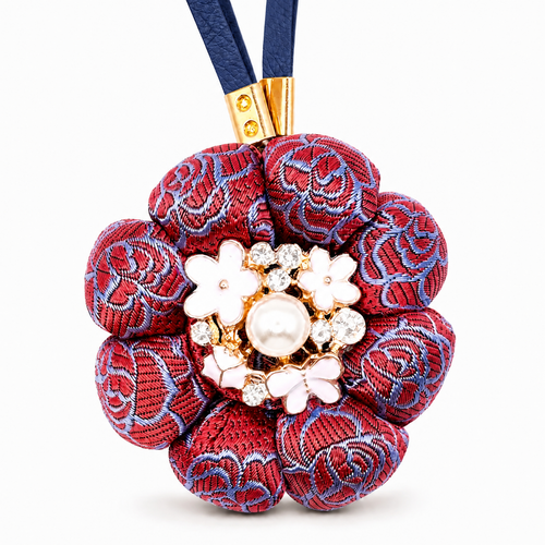 CC Camellia Vintage Silk Necktie Bag Charm