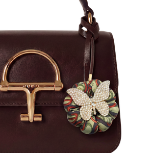 Butterfly Belt Print Vintage Silk Necktie Bag Charm