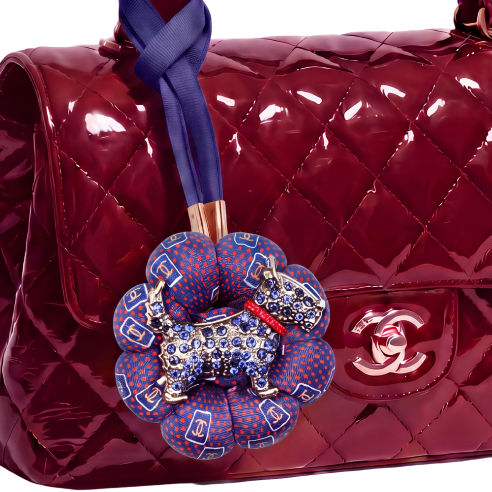 CC Dot Scottie Vintage Silk Necktie Bag Charm