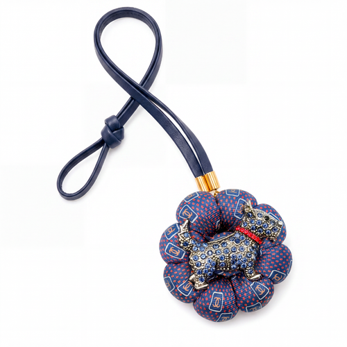 CC Dot Scottie Vintage Silk Necktie Bag Charm