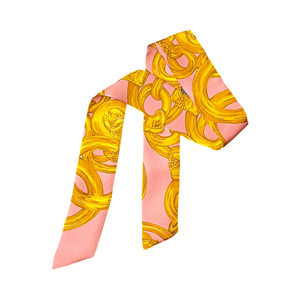 CC Chain Pink Vintage Scarf & Quartz Necklace