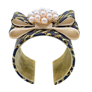 CC Belt & Chain Vintage Silk Necktie Cuff Bracelet