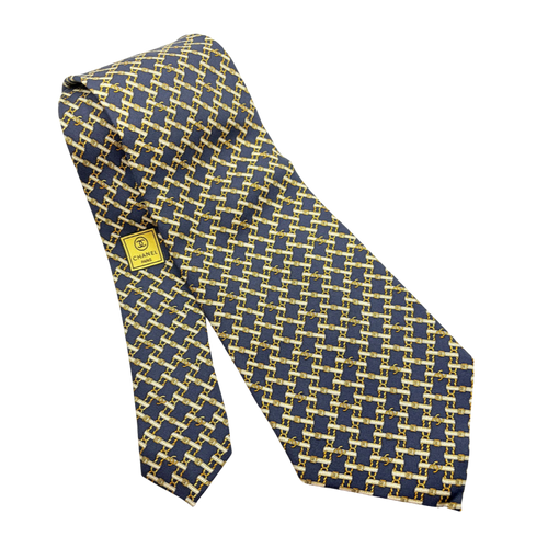 CC Belt & Chain Vintage Silk Necktie Cuff Bracelet