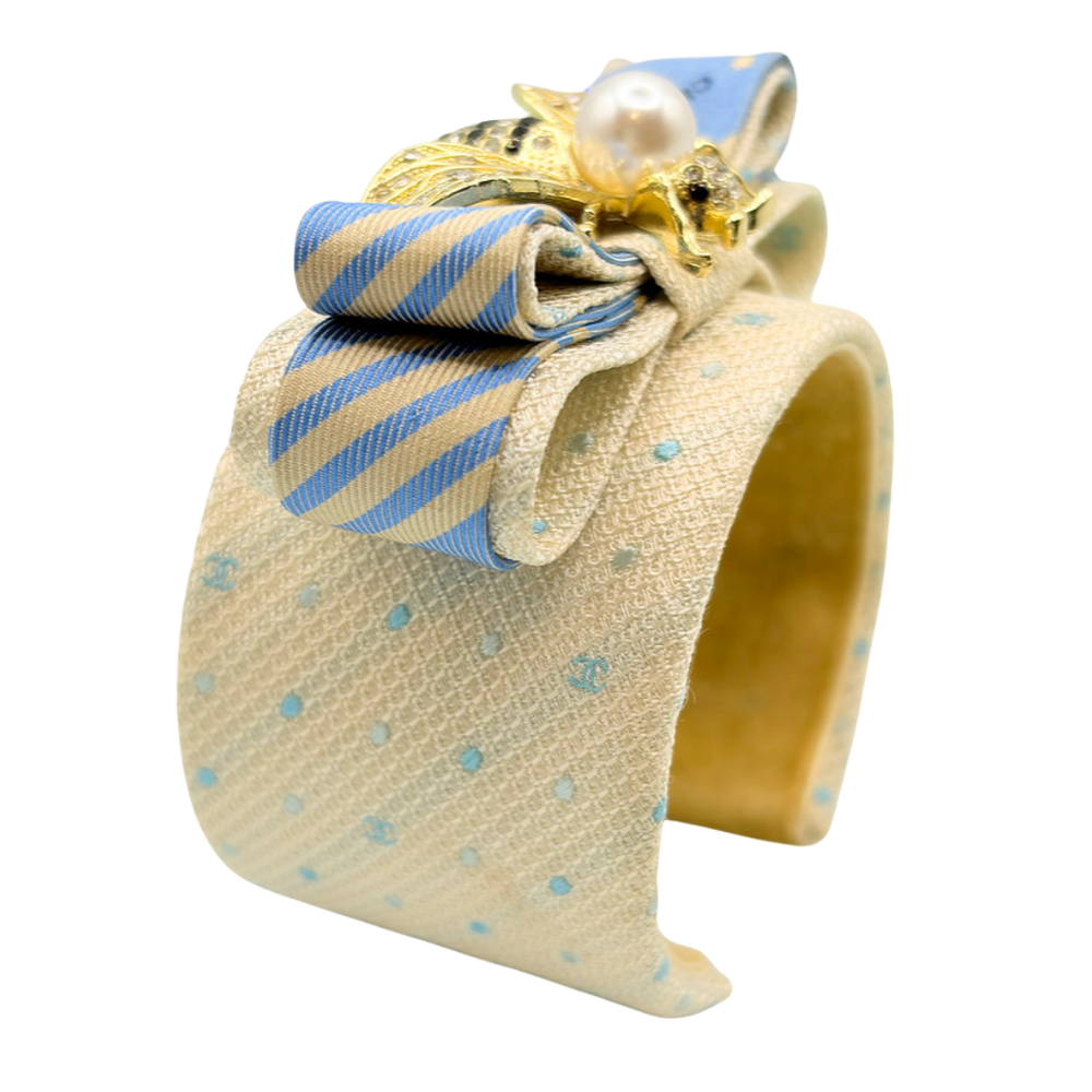 CC Dot Bumblebee Silk Necktie Cuff Bracelet