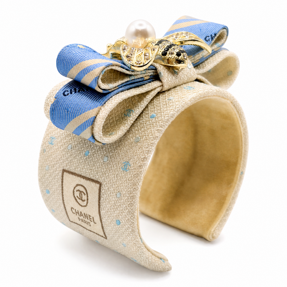CC Dot Bumblebee Silk Necktie Cuff Bracelet