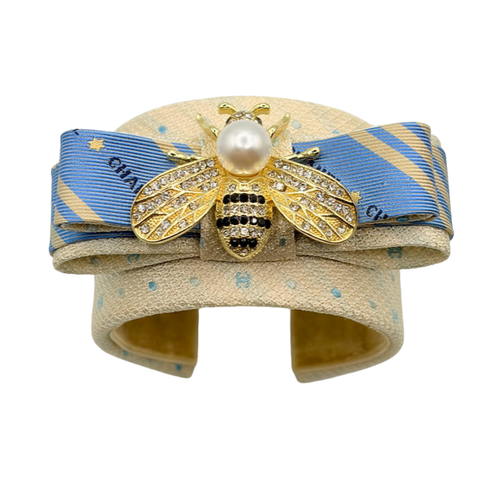 CC Dot Bumblebee Silk Necktie Cuff Bracelet