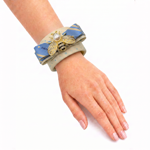 CC Dot Bumblebee Silk Necktie Cuff Bracelet
